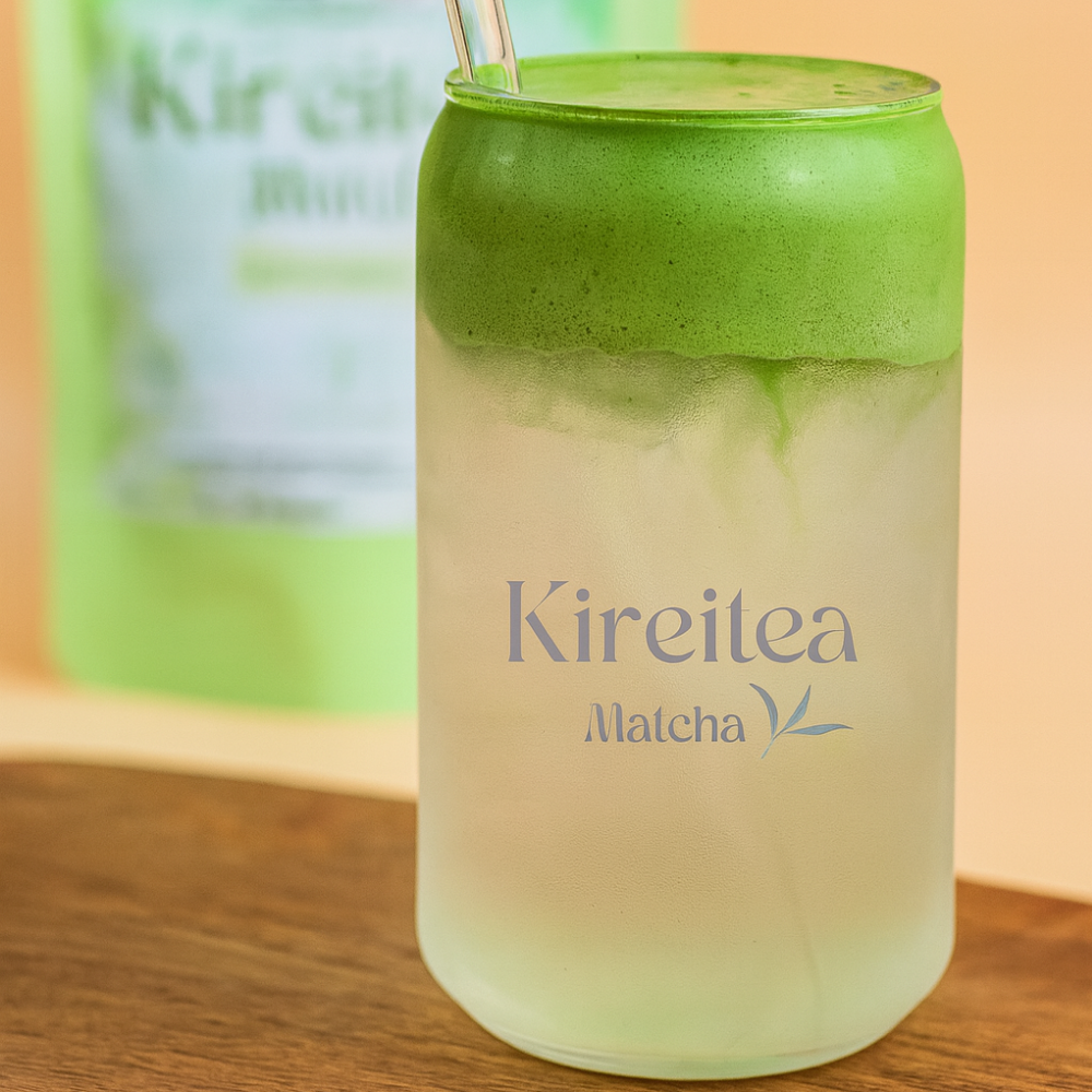 Matcha latte glacé Kireitea – boisson rafraîchissante au thé vert japonais bio cérémonial